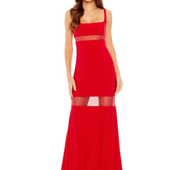 Mac Duggal Red Illusion Cutout Formal Gown – Size 6 – NWT Style 11698 - Picture 1 of 5